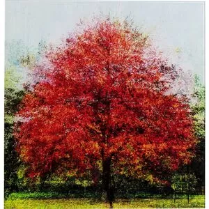 Γυάλινος Πίνακας Φθινοπωρινό Δέντρο Κόκκινο-Πορτοκαλί 80x80 εκ.