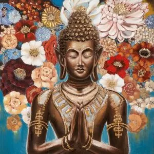 Πίνακας Βούδας Με Λουλούδια
