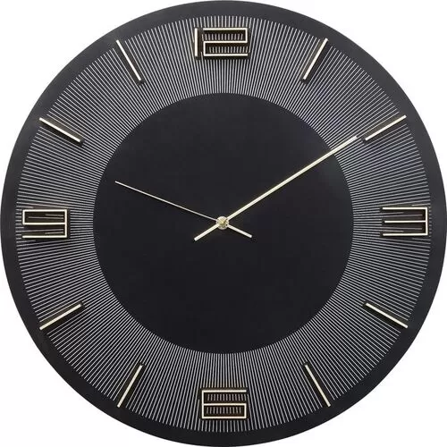 Ρολόι Τοίχου Leonardo Μαύρο-Χρυσό Αλουμίνιο Ø48.5 εκ.