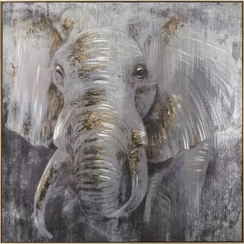 Πίνακας Σε Καμβά Ελέφαντας Ασημί