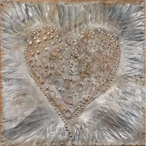Πίνακας Σε Καμβά Καρδιά Από Χρυσάφι 60x60 εκ.