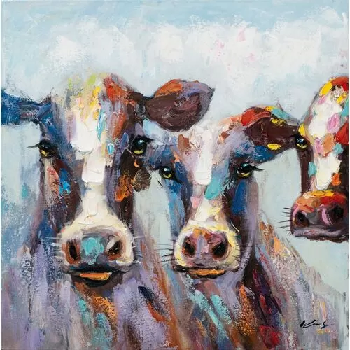 Πίνακας Σε Καμβά Πολύχρωμες Αγελάδες