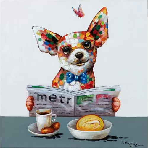 Πίνακας Σε Καμβά Σκύλος Που Διαβάζει Εφημερίδα