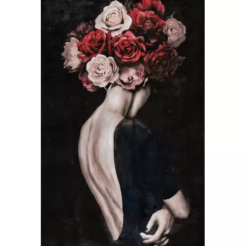 Πίνακας Σε Καμβά Γυναίκα Με Λουλουδάτη Περούκα
