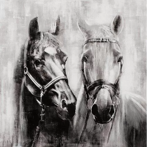Πίνακας Σε Καμβά Μαύρα Και Λευκά Άλογα