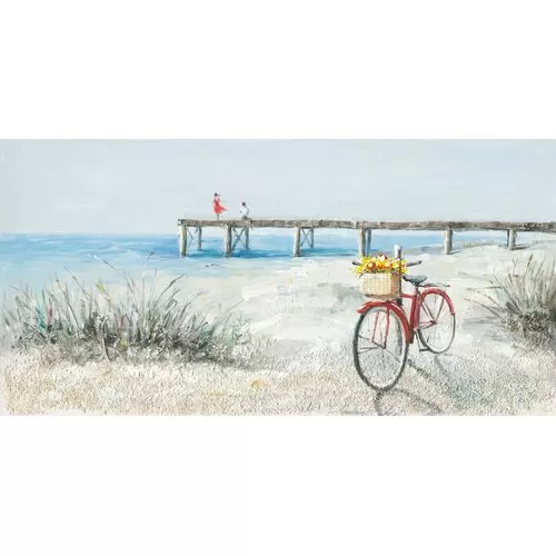 Πίνακας Σε Καμβά Ποδήλατο Σε Παραλία II