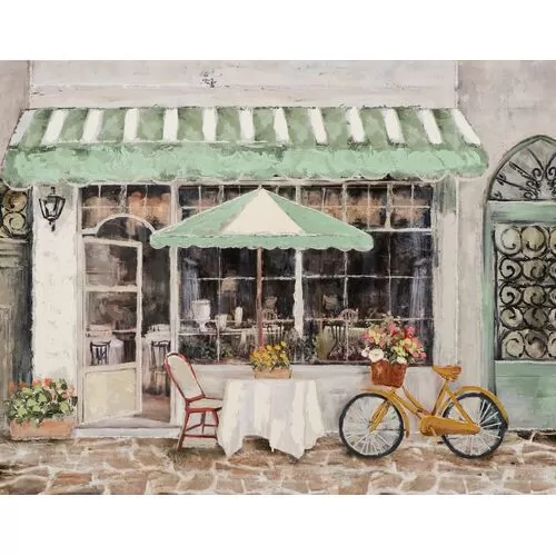 Πίνακας Σε Καμβά Καφετέρια Του Δρόμου Σε Πράσινο