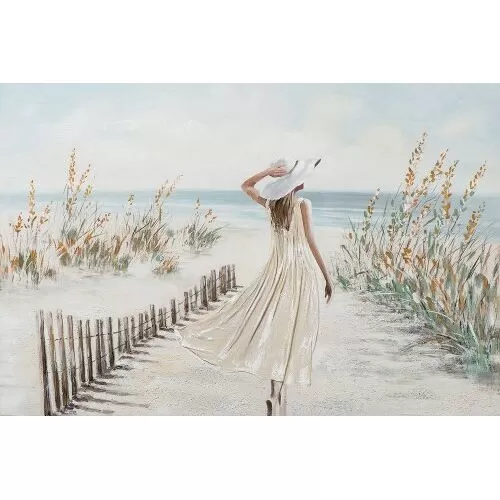 Πίνακας Σε Καμβά Όμορφη Γυναίκα Δίπλα Στη Θάλασσα