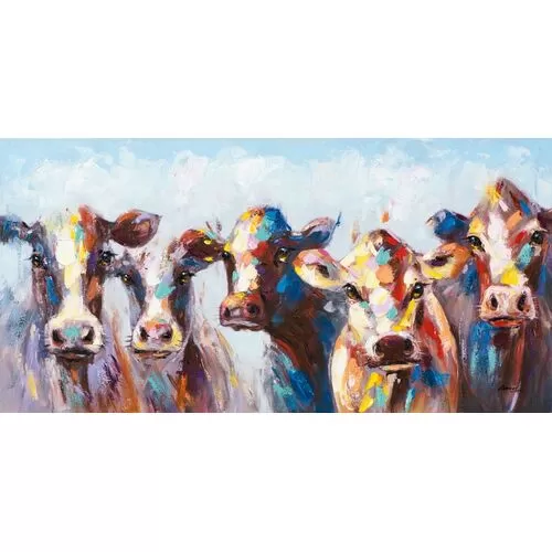 Πίνακας Σε Καμβά Πολύχρωμες Αγελάδες