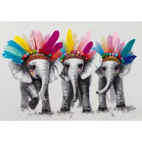 Πίνακας Σε Καμβά Μικρή Ελέφαντες Με Ινδιάνικα Φτερά