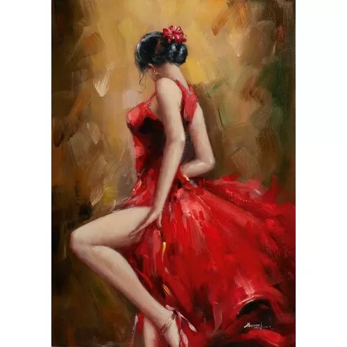 Πίνακας Σε Καμβά Κόκκινο Φόρεμα 70x100 εκ.