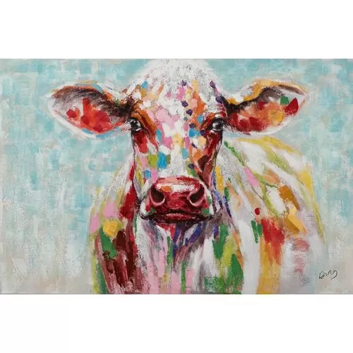 Πίνακας Σε Καμβά Αγελάδα Σε Παστελ Χρώματα