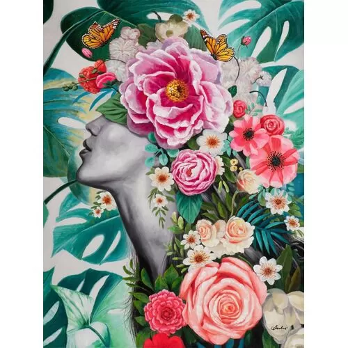 Πίνακας Σε Καμβά Όμορφη Γυναίκα Με Λουλούδια