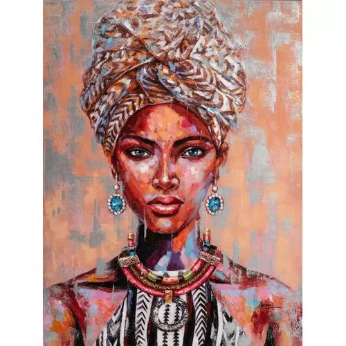 Πίνακας Σε Καμβά Αφρικάνικη Ομορφιά Με Τουρμπάνι 90x120 εκ.