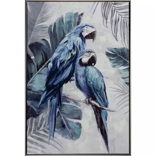 Πίνακας Σε Καμβά Με Κορνίζα Μπλε Παπαγάλοι