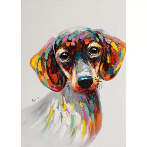 Πίνακας Σε Καμβά Πιστός Σκύλος Πολύχρωμος