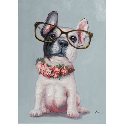 Πίνακας Σε Καμβά Μικρός Σκύλος Με Γυαλιά