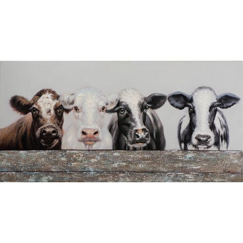 Πίνακας Σε Καμβά Αγελάδες Πίσω Από Φράχτη