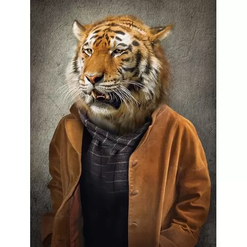 Πίνακας Γυάλινος Τίγρης Με Παλτό