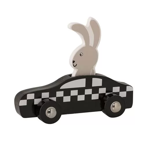 Παιδικό Παιχνίδι Yoka  Αυτοκινητάκι Με Λαγό, Μαύρο, Ξύλινο